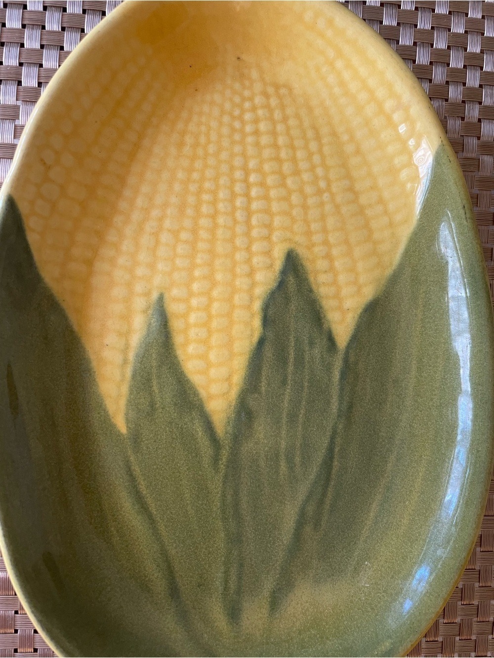 Vintage Shawnee USA Corn King Dish Oven Proof Yellow Green Pottery Farmhouse